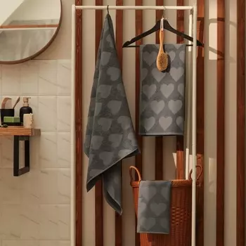 Полотенце махровое Love Life Hearts, 5090 см, хлопок 100%, тёмно-серое