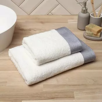 Полотенце махровое Love Life Honey, 5090 см, хлопок 100%, молочное, серое