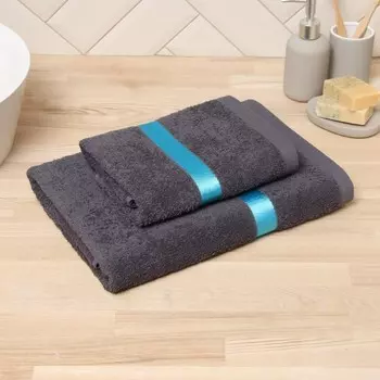 Полотенце махровое Love Life «Самум», 5090 см, хлопок 100%, тёмно-серое, синее