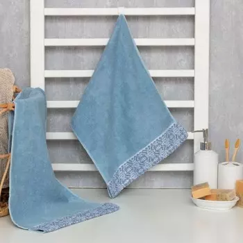 Полотенце махровое LoveLife «Кружево», цвет синий, 30*70±3см, 100% хлопок, 400 гр/м2