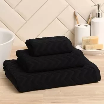 Полотенце махровое LoveLife Zig-Zag, 30х60 см, цвет чёрный, 100% хл, 450 гр/м2