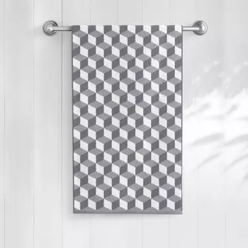 Полотенце махровое Волшебная ночь Geometric, 420 гр, размер 50x70 см, цвет серый, белый