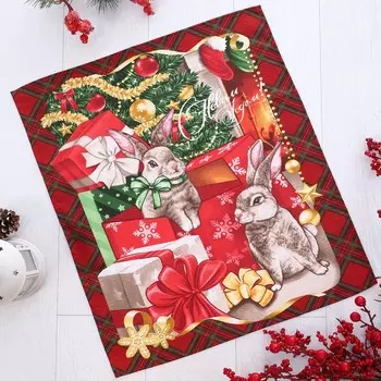 Полотенце новогоднее, размер 45х60 см, Символ года, вафля, 160 г/м, хлопок 100%