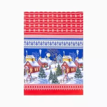 Полотенце DomoVita «Зимний вечер», цвет красный,рогожка 170 гр/м, 50х70 см, 100% хлопок