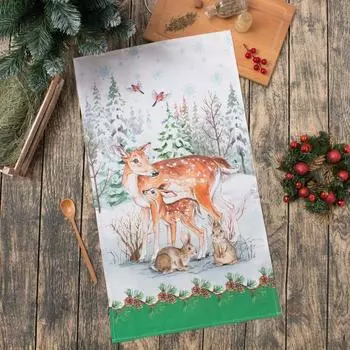 Полотенце «Олени» ТМ «Этель: Новогодний лес», 40 67 см, 100 % хлопок, саржа, 190 г/м