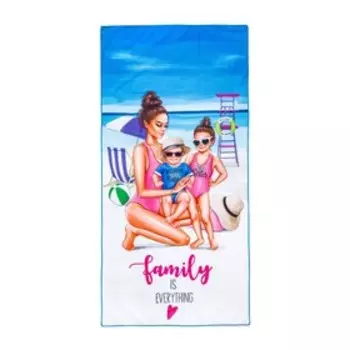 Полотенце пляжное в сумке Этель «Family» 70х140 см, микрофибра