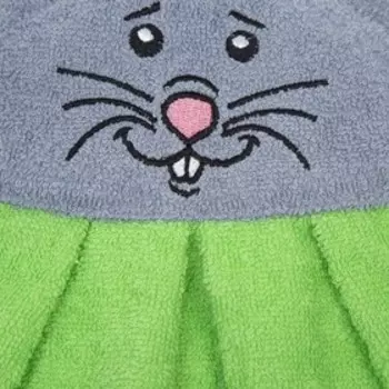 Полотенце-рушник махровый Мышка арт: 1212, 43х35, зел, хл100%, 300 гр.