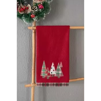 Полотенце с Вышивкой Рождество 50х90 Trees Красный
