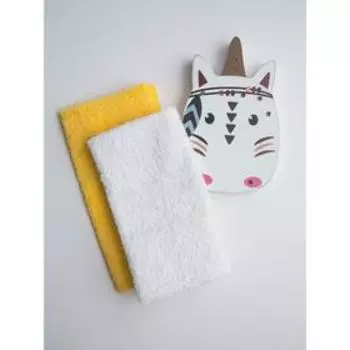 Полотенце-салфетка для кормления Soft Care, размер 35x35 см, цвет белый, жёлтый 2 шт в наборе 586