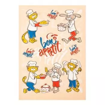 Полотенце Шеф повар, размер 39х60 см, светло-персиковый, 100% хлопок, 200г/м