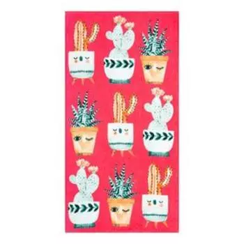 Полотенце "Сукуленты" 70*140 см, велюр/махра 350гр/м2, 100% хлопок