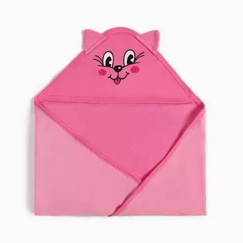 Полотенце-уголок 90х105см, цвет розовый/МИКС, махра, хлопок 80% полиэстер 20%