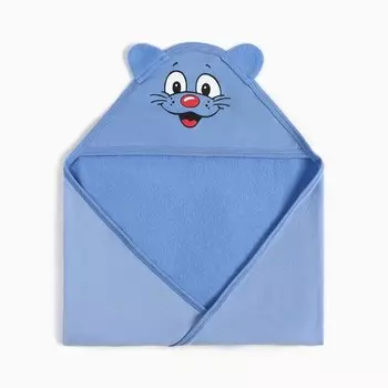 Полотенце-уголок 90х105см, цвет синий/МИКС, махра, хлопок 80% полиэстер 20%