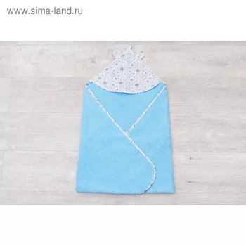 Полотенце-уголок Cute love, размер 90 × 90 см, принт звездопад, цвет серый/голубой
