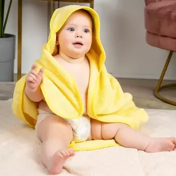 Полотенце-уголок Яблоко 75х95см, цвет жёлтый, махра, 100% хлопок