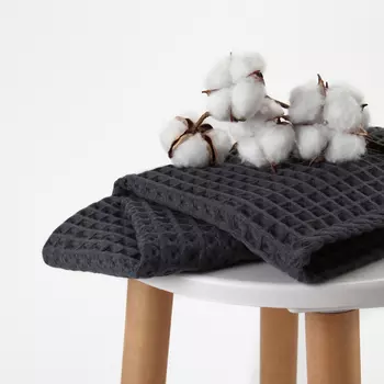 Полотенце вафельное банное «Этель» Boho, 4590 см, хлопок 100%, тёмно-серое