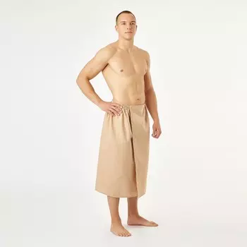 Полотенце вафельное для бани «Экономь и Я» (мужской килт), 75х144см, цвет бежевый