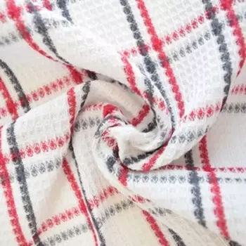 Полотенце вафельное, цв. красный/серый 30х60см, 230 г/м, хл100%