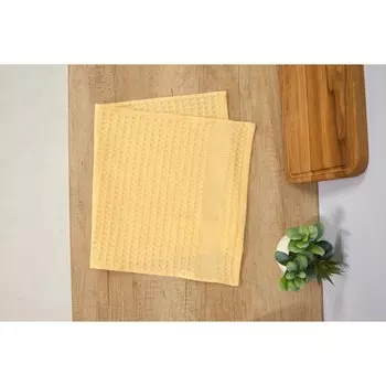Полотенце вафельное, размер 30x60 см, цвет жёлтый