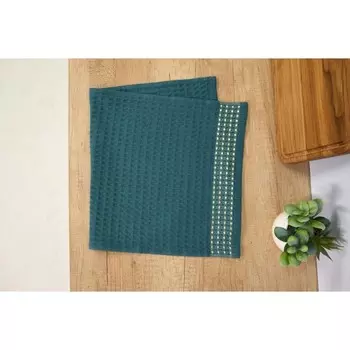 Полотенце вафельное, размер 30x60 см, цвет тёмно-зелёный