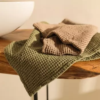 Полотенце вафельное SL HOME: Linen «Олива», 60140 см, оливковое