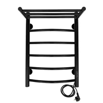 Полотенцесушитель электрический "САНПРИЗ" Классик П6, 400x600 мм, с полкой, универс, черный