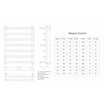 Полотенцесушитель водяной "ДВИН" Q Primo, 800x500 мм, 1"-3/4"-1/2", золотой хром