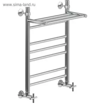 Полотенцесушитель водяной "НИКА" Classic ЛП (г2) ВП, 600 x 400 мм, с полочкой, хром