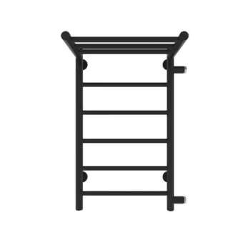 Полотенцесушитель водяной "САНПРИЗ" Аврора П6, 400x700 мм, с полкой, правое, черный матовый