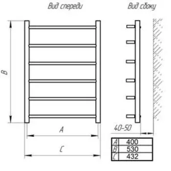 Полотенцесушитель водяной ТЕРА "Баттерфляй", 400х600 мм, внутренняя резьба 1/2"