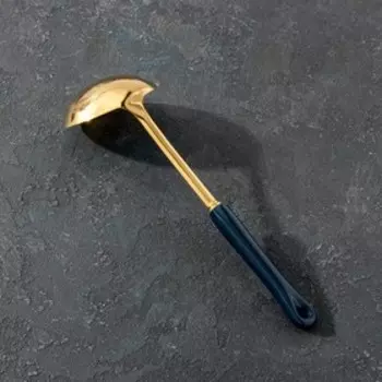 Половник цельнотянутый Base, 32×9,5×6 см, цвет ручки синий, цвет металла золотой