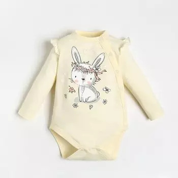 Полукомбинезон (Боди) для девочки, цвет молочный, рост 62-68 см