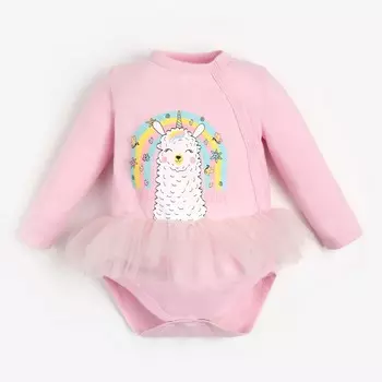 Полукомбинезон (боди) для девочки, цвет розовый, рост 86 см