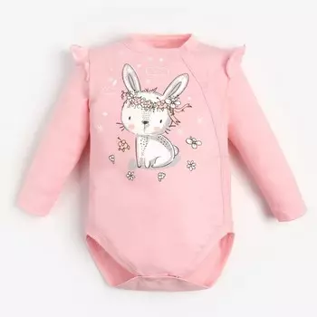 Полукомбинезон (боди) для девочки, цвет розовый/зайчик, рост 80 см