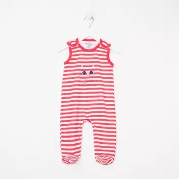 Полукомбинезон детский, цвет белый/коралл, рост 68 см