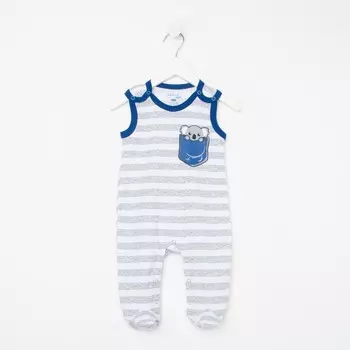 Полукомбинезон детский, цвет белый/полоска, рост 80 см