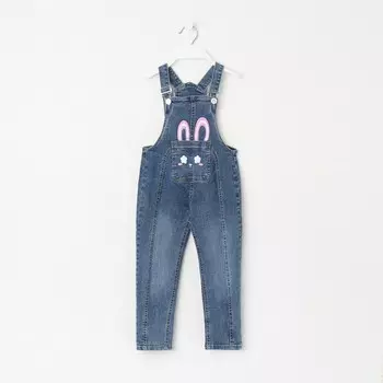 Полукомбинезон для девочек, цвет синий, рост 74см