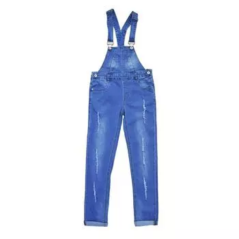 Полукомбинезон джинсовый для девочек, рост 158 см, цвет синий