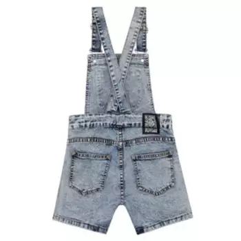 Полукомбинезон текстильный джинсовый для девочек, рост 128 см