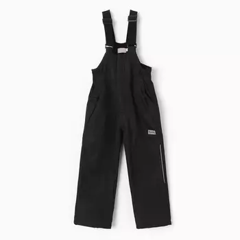 Полукомбинезон утеплённый для девочек, цвет чёрный, рост 92 см