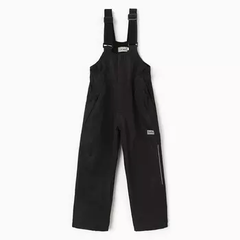 Полукомбинезон утеплённый для девочек, цвет чёрный, рост 110 см