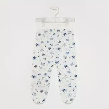Ползунки детски, белый/голубой принт, рост 68