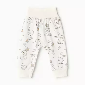 Ползунки детские "Антошка", цвет белый/зайчики, рост 80