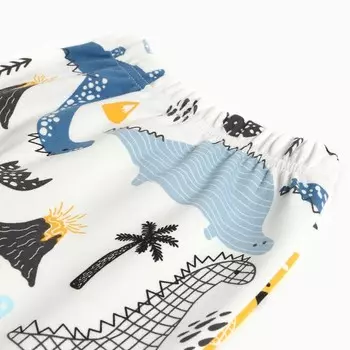 Ползунки детские, цвет белый/дино, рост 62 см