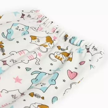 Ползунки детские, цвет белый/котята, рост 62 см