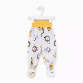 Ползунки детские, цвет белый/львята, рост 68 см