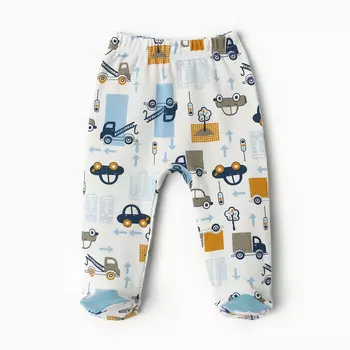 Ползунки детские, цвет белый/машинки, рост 68 см