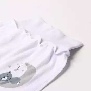 Ползунки детские, цвет белый/мишка, рост 56 см