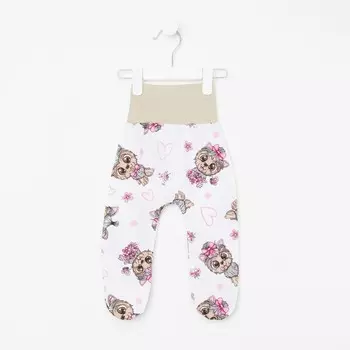 Ползунки детские, цвет белый/собачки, рост 62 см