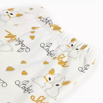 Ползунки детские, цвет белый/зайчики, рост 62 см